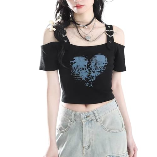Y2k Kawaii Anime Printed Tshirt Women Harajuku Goth Graphic T